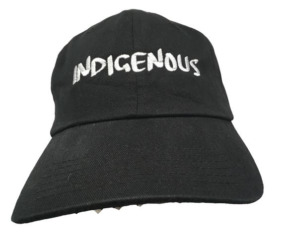 Indigenous (Ball Cap - Black Embroidered with White Stitching)