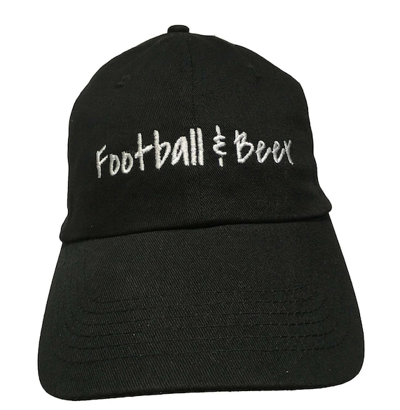 Football & Beer - Polo Style Ball Cap (Black with White Stitching)