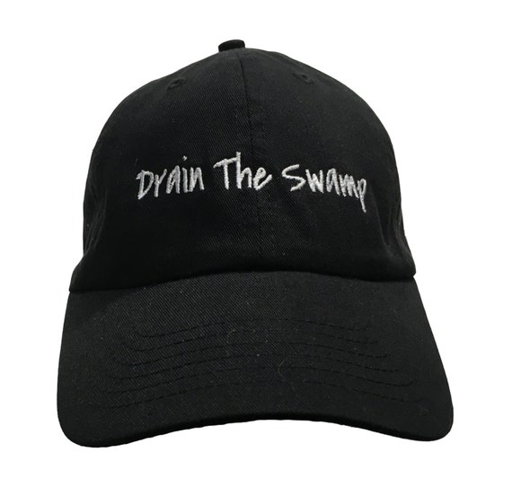Drain the Swamp (Polo Style Ball Cap - Black with White Stitching