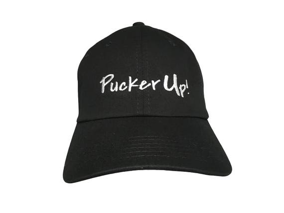 Pucker Up! - Polo Style Ball Cap (Black with White Stitching)