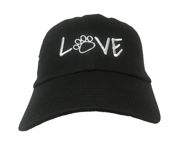 Love with Paw (Polo Style Ball Cap - Black with White Stitching