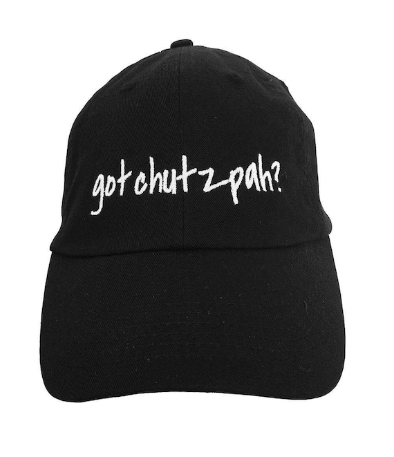 got a chutzpah? - Polo Style Ball Cap (Black with White Stitching)