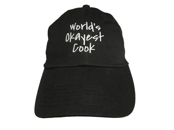 World's Okest Cook - Polo Style Ball Cap (Black with White Stitching)