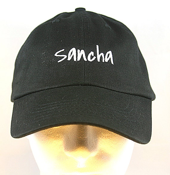 Sancha - Polo Style Ball Cap (Black with White Stitching)