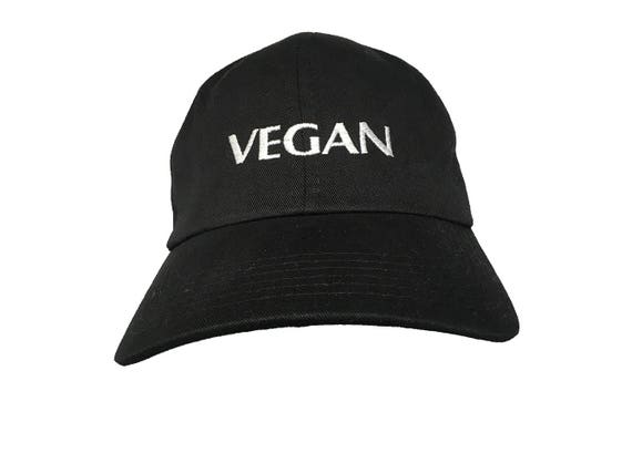 VEGAN - Polo Style Ball Cap (Black with White Stitching)