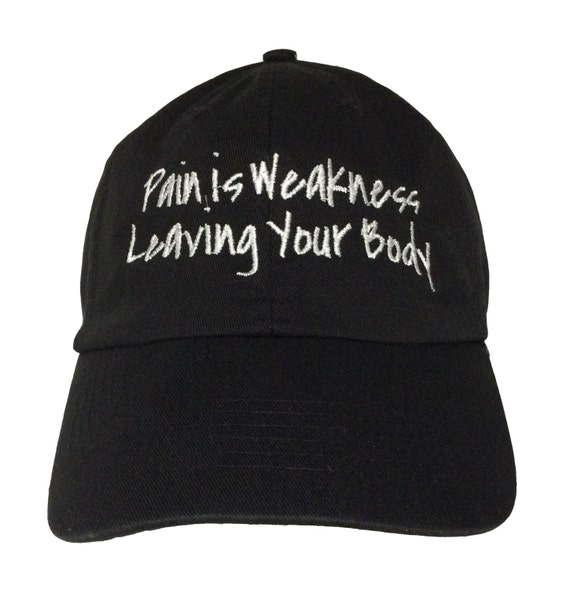 Pain is Weakness Leaving Your Body - Polo Style Ball Cap (Black with White Stitching)