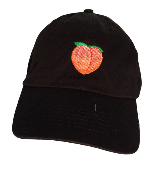 Emoji Peach - Polo Style Ball Cap (Black)