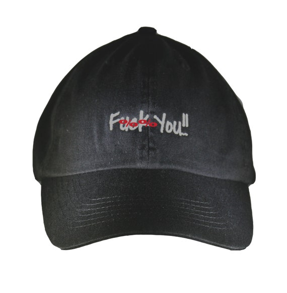 ADULTS ONLY - F%ck You!! - Polo Style Ball Cap (Black with White Stitching)