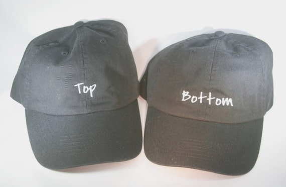 Pair of Hats - Top & Bottom - Polo Style Ball Cap (Black with White Stitching)