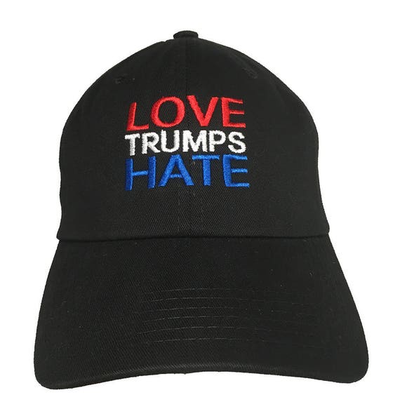 Love Trumps Hate - Black Embroidered Ball Cap