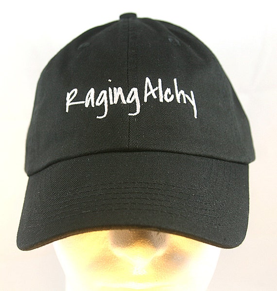 Raging Alchy - Polo Style Ball Cap (Black with White Stitching)