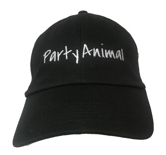 Party Animal (Polo Style Ball Cap - Black with White Stitching