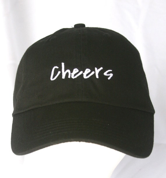 Cheers - Polo Style Ball Cap (Black with White Stitching)