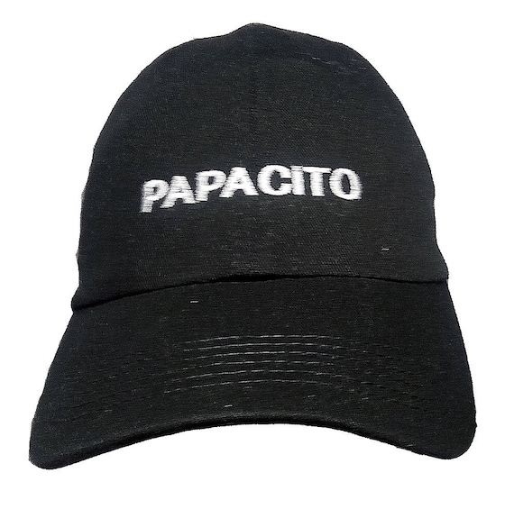 Papacito (Youth Size Dad Cap Polo Style Ball Cap - Black with White Stitching)