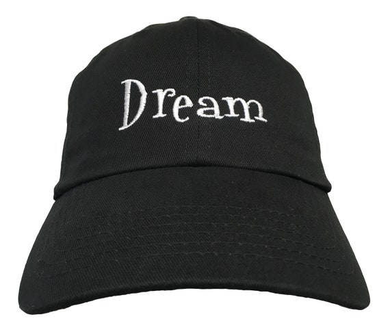 Dream (Ball Cap - Black Embroidered with White Stitching)