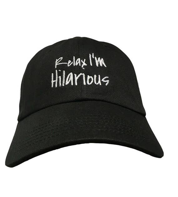 Relax I'm Hilarious - Polo Style Ball Cap (Black with White Stitching)