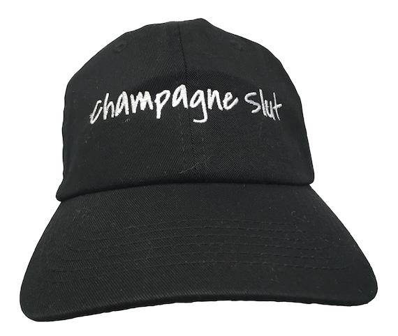 Champagne Slut- Polo Style Ball Cap - Black with White Stitching