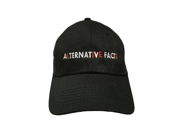 Alternative Facts (Lies) - Ball Cap Black with red and white stitching