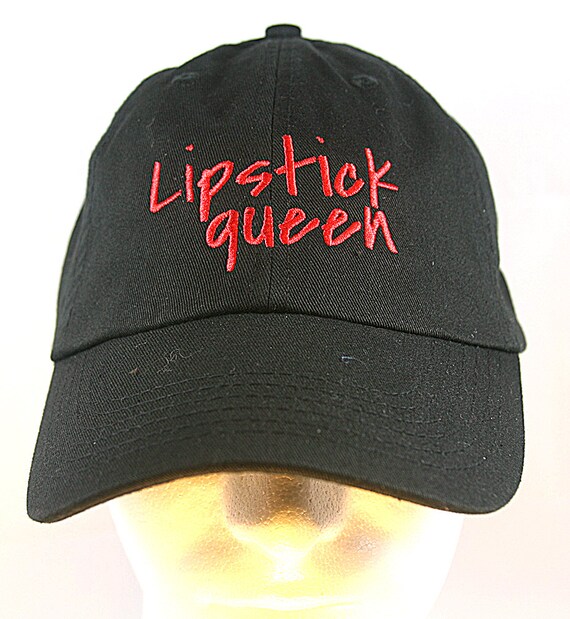 Lipstick Queen - Polo Style Ball Cap (Black with Red Stitching)