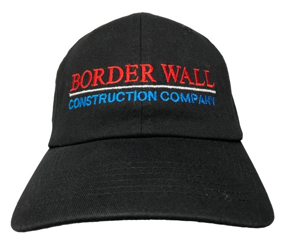 Border Wall Construction Company -  Ball Cap (Black with Red White & Blue Stitching)