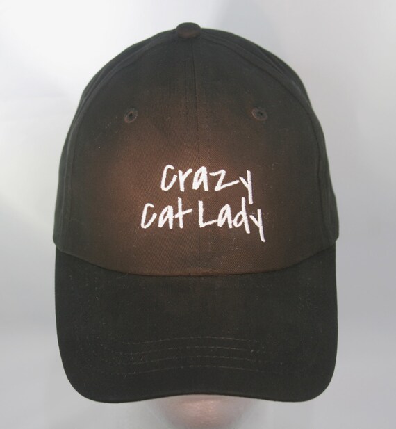 Crazy Cat Lady - Polo Style Ball Cap (Black with White Stitching)