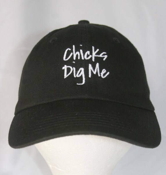 Chicks Dig Me - Polo Style Ball Cap (Black with White Stitching)