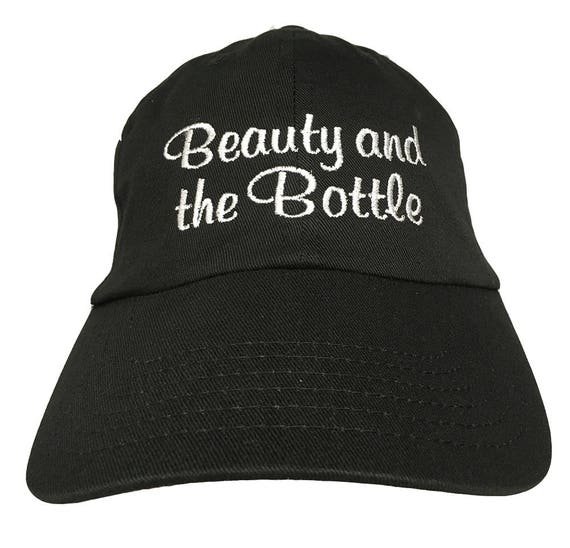 Beauty and the Bottle - Polo Style Ball Cap (Black with White Stitching)