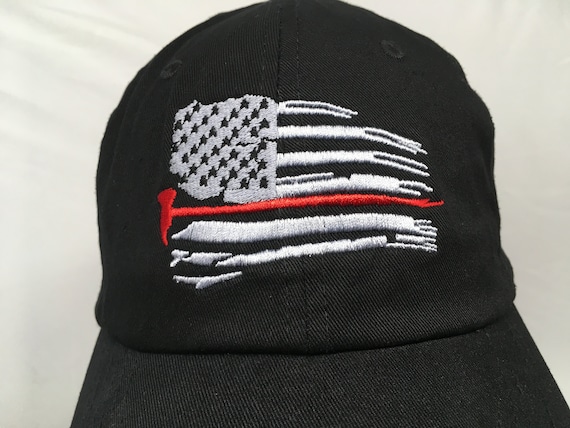 American Flag First Responder Fire with Ax (Polo Style Ball Black with Gray Stitching and Red AX)