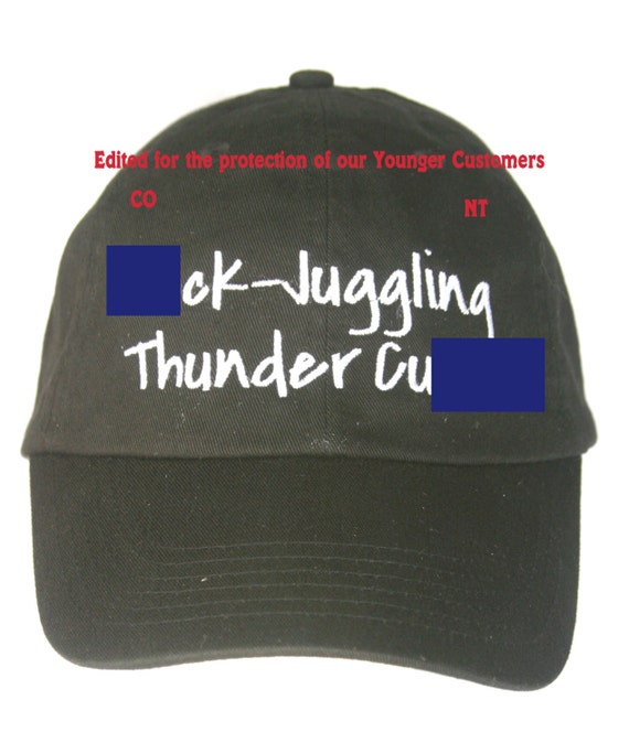 ADULTS ONLY - ##ck Juggling Thunder Cu## - Polo Style Ball Cap (Black with White Stitching)