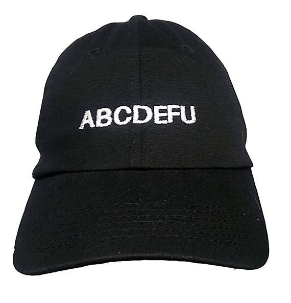 ABCDEFU (Youth Dad Cap Polo Style Ball Cap - Black with White Stitching