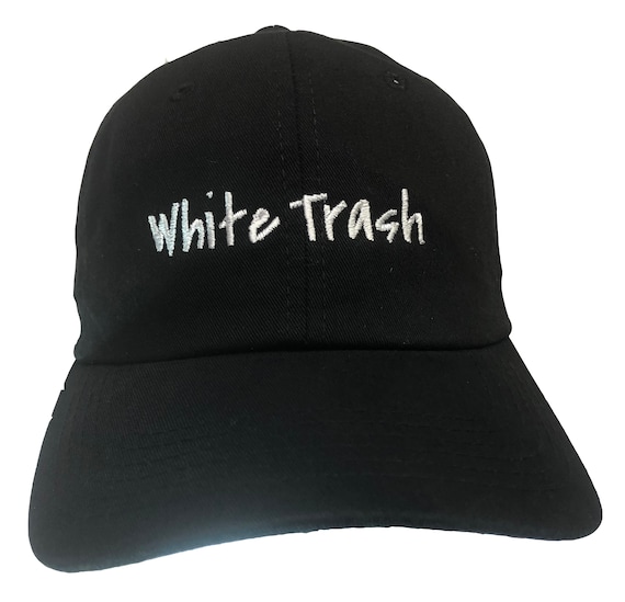 White Trash - Polo Style Ball Cap (Black with White Stitching)