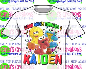 Sesame Street Elmo, Cookie Monster, Big Bird Inspired Birthday tee