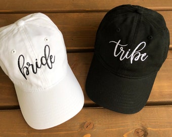 Embroidered Bride baseball hat - Bride Tribe baseball hat - bridesmaid gift hat - bachelorette party hat - cursive bride hat - squad hat