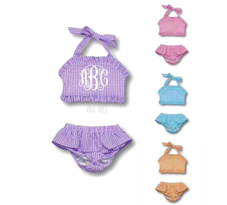 Embroidered Girls Monogram Swimsuit Monogrammed Toddler Girl Etsy