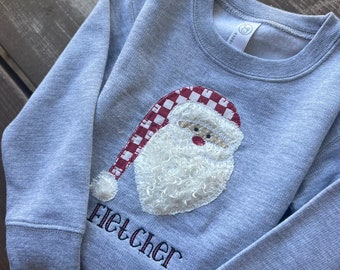 Toddler Monogrammed Santa Christmas Sweatshirt/Personalized Youth Sweatshirt/Personalized Crewneck/Youth Pullover/Embroidered Sweatshirt