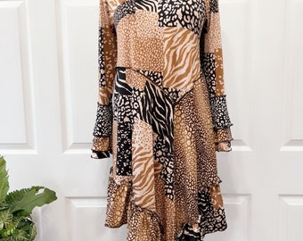 Brown animal print tunic top