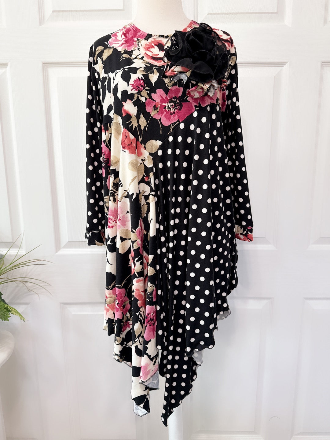 Sheer Sleeve Floral Dot Tunic main image 0