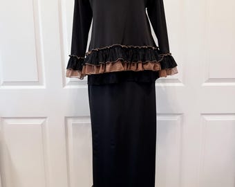 Black ruffles top and matching skirt set