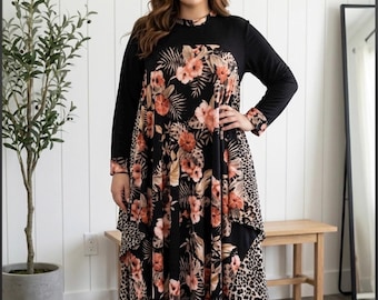 Kennedy Dress Handmade Floral Leopard Print Long Dress: Elegant Special Occasion