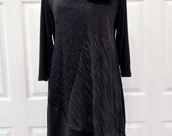 All black patchwork tunic top