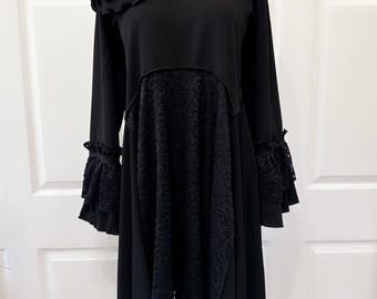 Black and lace tunic top