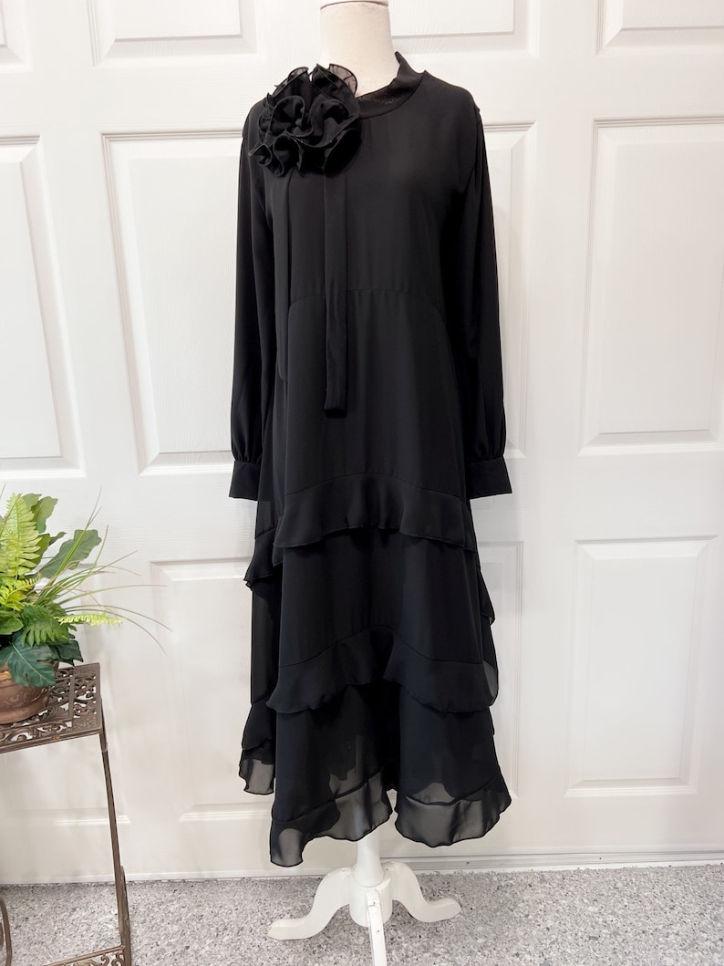 Square Neck Ruffle Chiffon Long Dress with Jacket Steel Grey main image 1