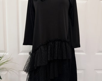 Black dots tulle  tunic top