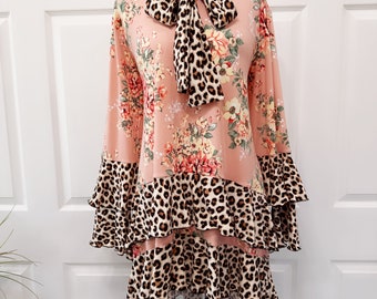 Coral Floral tunic top