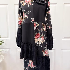 Black & floral print top