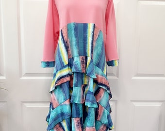 Pink and tie dye tunic top