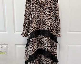 Colleen Dress in leopard black ruffles