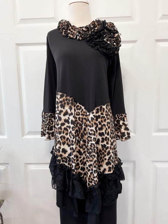 Black and Leopard Print Tunic Top - Etsy
