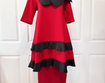 Red black Ruffles Top