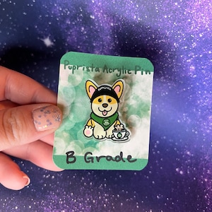 Puprista Barista Puppy Acrylic Pin B Grade | ALL SALES FINAL |